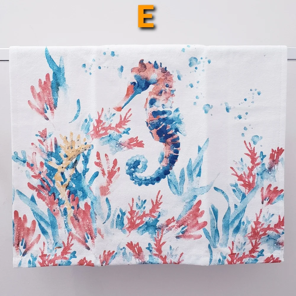 #9131-E ●NEW! Sea horses Hang'N'Snap Hand Towel🤍Select snap